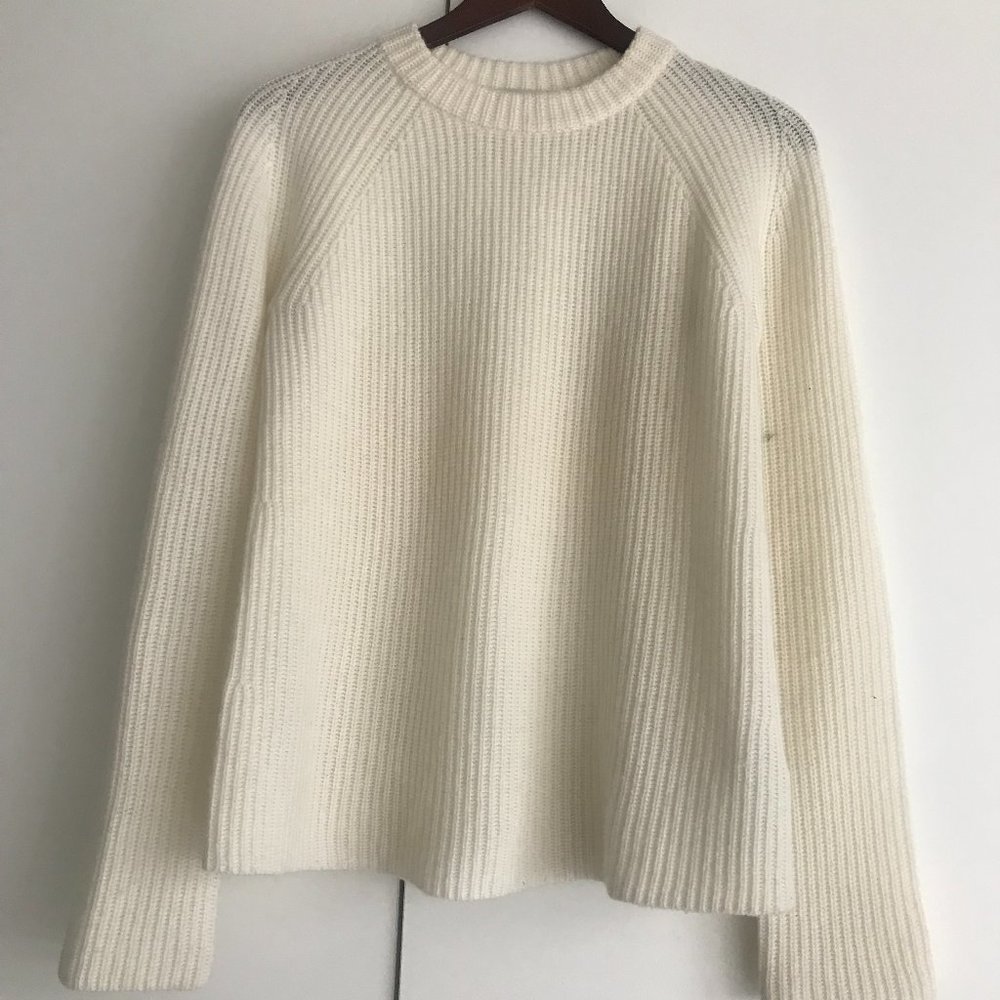 Vince Ivory Shaker Rib Cashmere Crew Sweater
